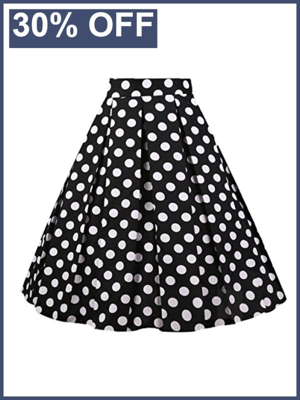 Womens Pleated Vintage A-Line Midi Skirt High Waist Pockets